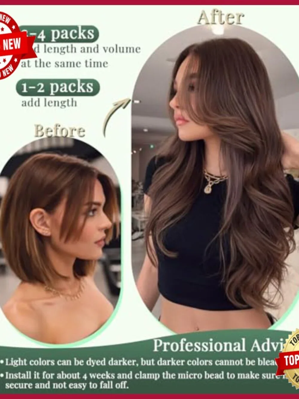 24 Inch Micro Ring Hair Extensions Human Hair Cold Fusion Installation